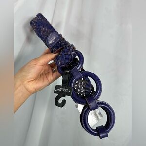 NWT anne klein II purple braided leather belt size L